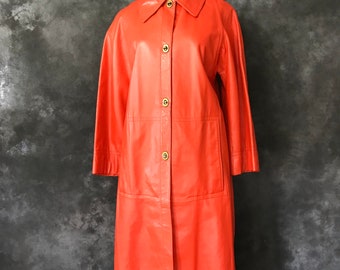 Vintage 1960's Bonnie Cashin orange leather coat medium