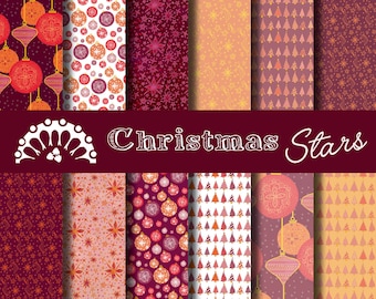 Digital paper Christmas stars
