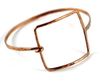Copper Bangle Bracelet, Square copper bracelet , architectural jewelry, deco, Square Bracelet, Jewelry Victoria BC Vancouver Island Canada