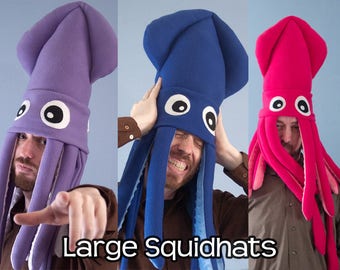Large Plush Squid Hat Fleece Many Colors
