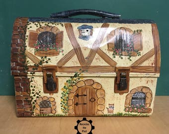 SALE! Hand Painted Vintage Metal Lunchbox