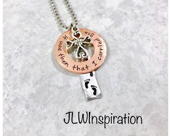 Footprints in the sand necklace, it was then that I carried you, gift, present, mom, grandma, sister, aunt, wife, daughter, religious, God