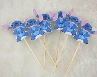Set of Stitch cupcake topper double sided, cupcake picks, Lilo & Stitch theme party