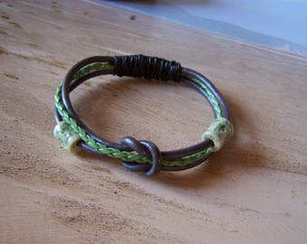 Bracelet style ethnic "Earth and"leather jewelry and ceramics