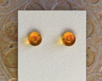 Dichroic Glass Earrings, Petite, Marigold DGE-1345