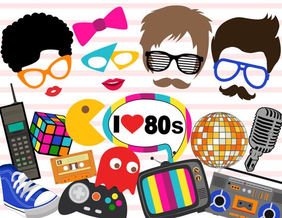 Instant Download 80 s Photo Booth Props 1980s Party