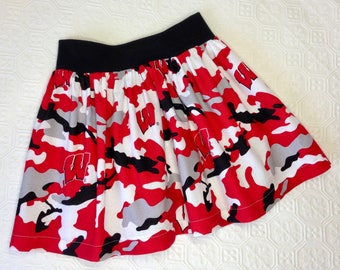 Wisconsin Badger skirt, Bucky girls skirt, Yoga Waistband skirt, Wisconsin Skirt, Little Girls skirt -Made to order 12m, 18m, 2t, 3t, 4t, 5t