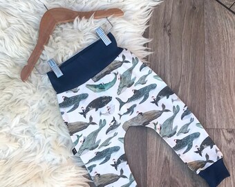 Nautical Harems - Whale Harems - Baby Harems - Blue Harems - Toddler Leggings - Baby Boy Harems - Cute Newborns Outfit - Baby Joggers