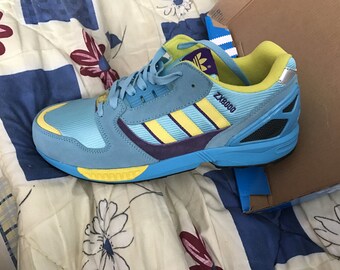 Adidas ZX 8000 , US 9,5 , yELLOW pURPLE torsion vintage new footwear