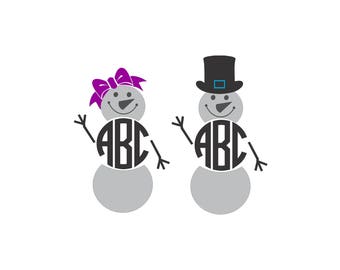 Snowman and Woman (Vector Cuttable Files) Monogram NOT Included svg dxf pdf png