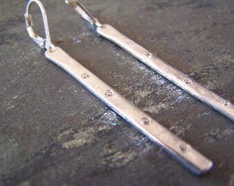 Silver Sparkle Stick Earrings, MADE TO ORDER
