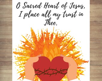 Sacred Heart of Jesus Religious Art Print Spiritual Wall Art Inspirational Prints