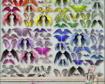 Wings - 5 x Digital Collage Sheet ATC .png - itKuPiLLi _Printable, Instant Download