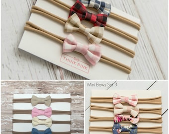 Baby headband SET, Baby Headbands, Baby girl headbands, Small Bows, Baby Bows, Newborn headbands, Nylon Headbands,Baby hair bows,