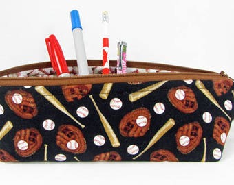 Baseball, pencil case, Back to school supply, zippered pouch, triangle pencil case, pencil case for kids,makeup bag, toiletry bag