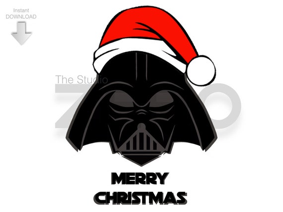 Disney Christmas Darth Vader Santa Digital Clipart Grey