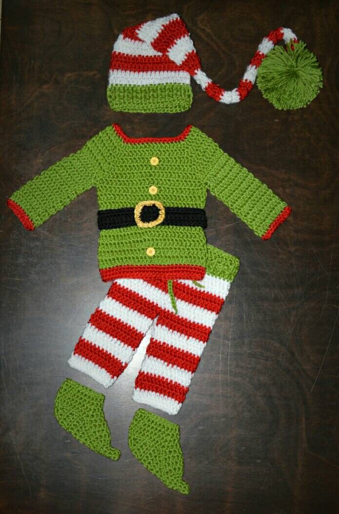 Crochet Elf Suit Outfit Christmas Elf Costume with Matching