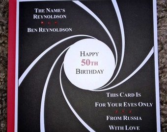 Handmade Personalised James Bond 007 Birthday Card Any Age