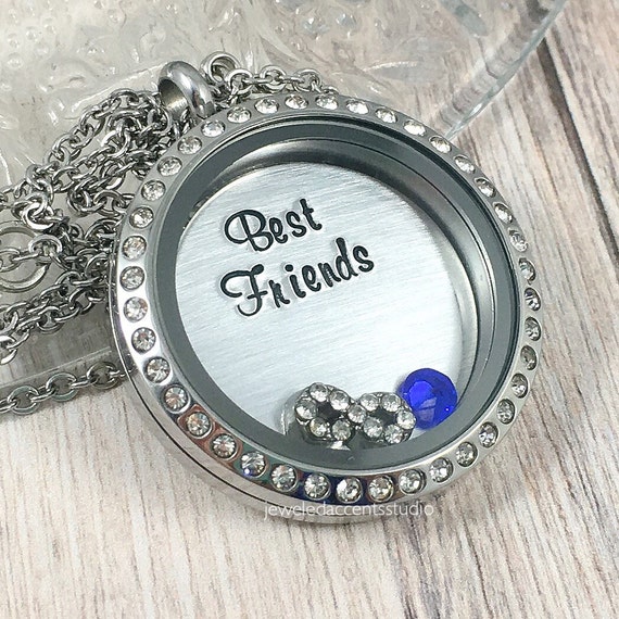 Best Friend Necklace Floating Lockets Custom BFF Gift