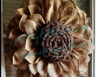Burlap Sunflower Wreath Rustic Brown