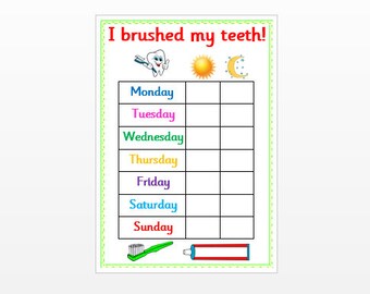 Add a Brilliant Smile Tooth Brushing Reward Chart for