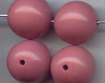 12 Vintage Dusty Rose Acrylic 16mm. Smooth Round Beads 6327