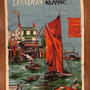 Vintage London Wapping Irish Linen Towel/Wall Hanging By Lamont