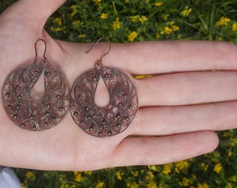 Earrings of copper, handmade