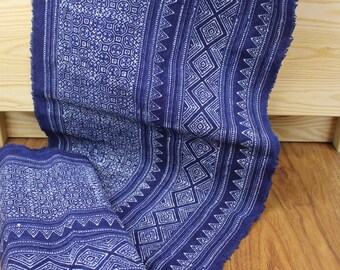 Hand Block Printed Batik Fabric from Hmong Ethnic, Vintage Style, Cotton Indio Fabric for Craft Supply, Hmong Decoration