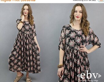 Black Indian Dress Indian Maxi Dress 90s Maxi Dress India Maxi Dress Floral Maxi Dress Hippie Dress Hippy Dress Boho Dress S M L