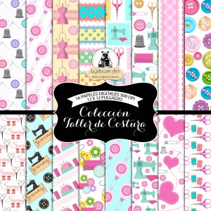 Sewing Digital Paper, Sewing Paper, Sewing Scrapbook Paper, Printable Paper, Instant Download, Sewing Party, Sewing Printable, Scrapbook