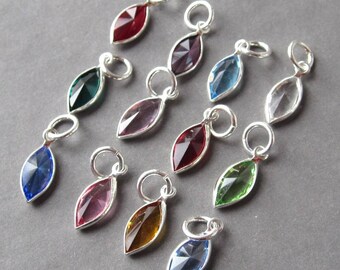 Swarovski Birthstone Charms, 14mm Marquis Swarovski Crystal Channel Charms, Bead Dangles, Add a Charm, Necklace Charms, Personalized Jewelry
