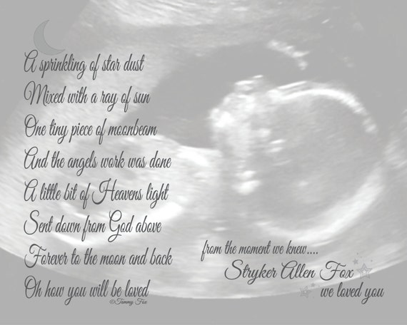 Sonogram Poem Keepsake Poetry Print Forever to the Moon and