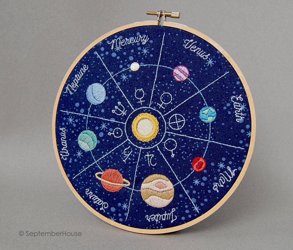 Hand embroidery sybjus solar flair space themed embroidery Hand embroidery sybjus solar flair space themed embroidery