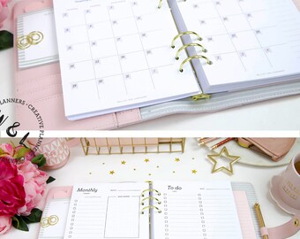 Printed A5 Monthly planner, 2018 Planner, Agenda 2018, Month on two pages, 2018 Planner Inserts, A5 planner inserts, A5 Planner Refill