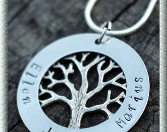Family Tree Personalized Hand Stamped Necklace