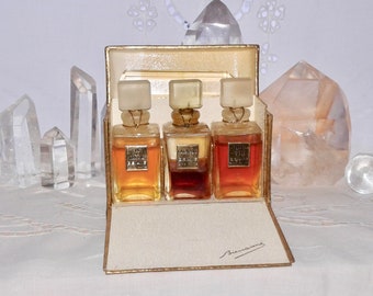 Bienaime, Fleurs d'Été, Cuir de Russie, Caravane, 3 x 15 ml. Flacons, Parfum Extrait, 1935, 1950, Paris, France ..
