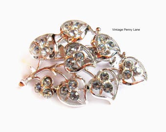 Vintage Blue RhinestonePin, Silver Brooch