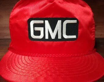 Vintage GMC red silk snapback trucker hat