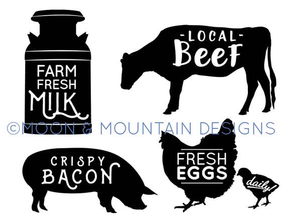 Download Milk Can Cow Pig Chicken Farm Pack SVG PNG EPS Cut