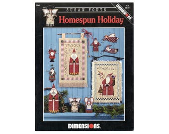 Christmas Cross Stitch Dimensions Booklet, Santa Cross Stitch, Santas, Christmas Ornaments, Angels Cross Stitch, Craft Book NewYorkTreasures