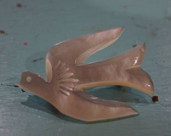 Vintage Mother of Pearl Dove Pin-Bethlehem-Dove Brooch-Souvenir