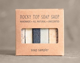 Exfoliating Soap Sampler - All Natural Soap, Handmade Soap, Cold Process Soap, Unscented Soap, Vegan Soap, Soap for Men