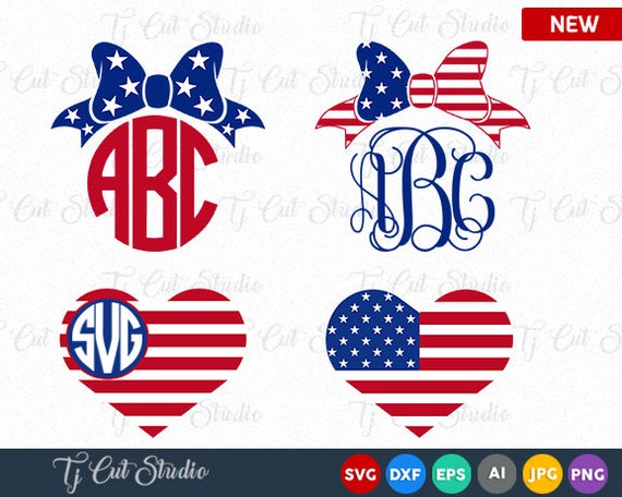 Download American flag monogram frames 4th of July svg Memorial Day