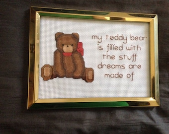 8x6 Finished Teddy Bear Cross Stitch