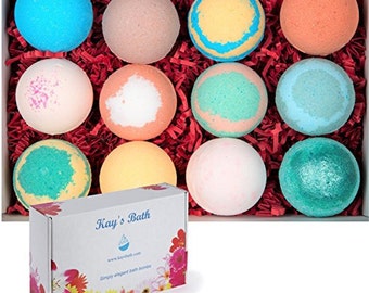 Bath bomb gift set 12 with Shea Butter & Mango Butter 2.5 oz Kays Bath