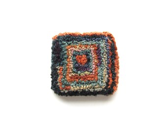 Punchneedle Embroidered Brooch - OOAK Textile Art Pin - Wearable Art Brooch - Embroidery - Unique Handmade Brooch Pin - Punch Needle Brooch