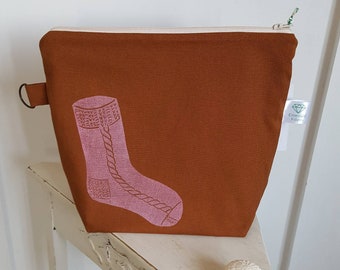 Caramel Sock Print Project Pouch