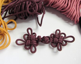 Frog Closure Coat Button Burgundy Wine Historic Costume Fastener Sweater Clasp Chinese Knotting Cord Good Luck Knots Sewing Notion