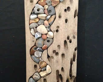 Series 1 - Stone Mosiac set in Philippine Mahogany with ocean worm holes